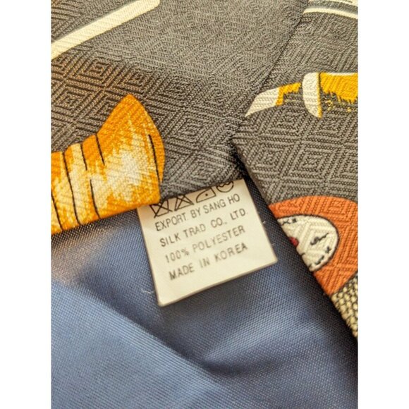 Vintage Necktie Tie Black Novelty Hockey Skates Puck Stick Card Sports Gift - Picture 4 of 4